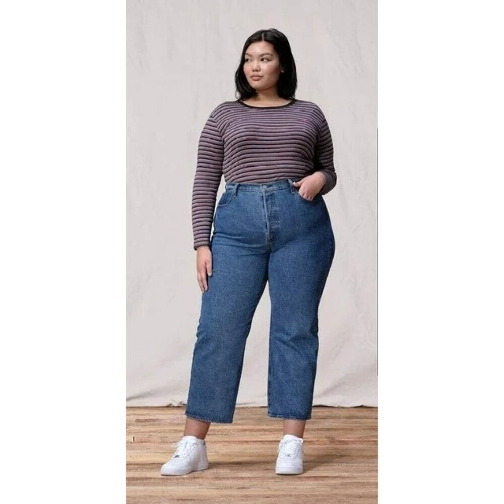 NWT Levi’s Ribcage Straight Ankle Jeans Plus Size 24W Super High Rise Blue Denim
